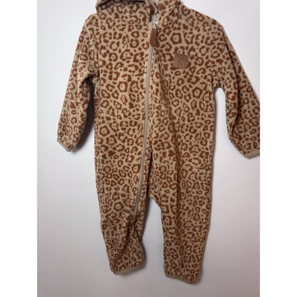 Kuling Northpole fleece One Piece Romper With Hood Leopard Print 12-18 Months - Picture 1 of 12